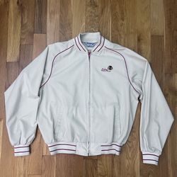 Vintage 80s Swingster Portland Winter Hawks Bomber Jacket – White with Red Trim, Harrington Style