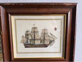 Vintage Turner HMS Victory 1(contact info removed) Framed Historic Ship Print H.A. Muth