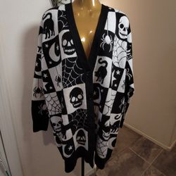 Torrid Halloween Cardigan Womens 00 Large Oversized Long Spooky Design