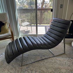 Bardot Chaise Lounge w/ Stainless Steel Frame by Diamond Sofa - Elephant Grey