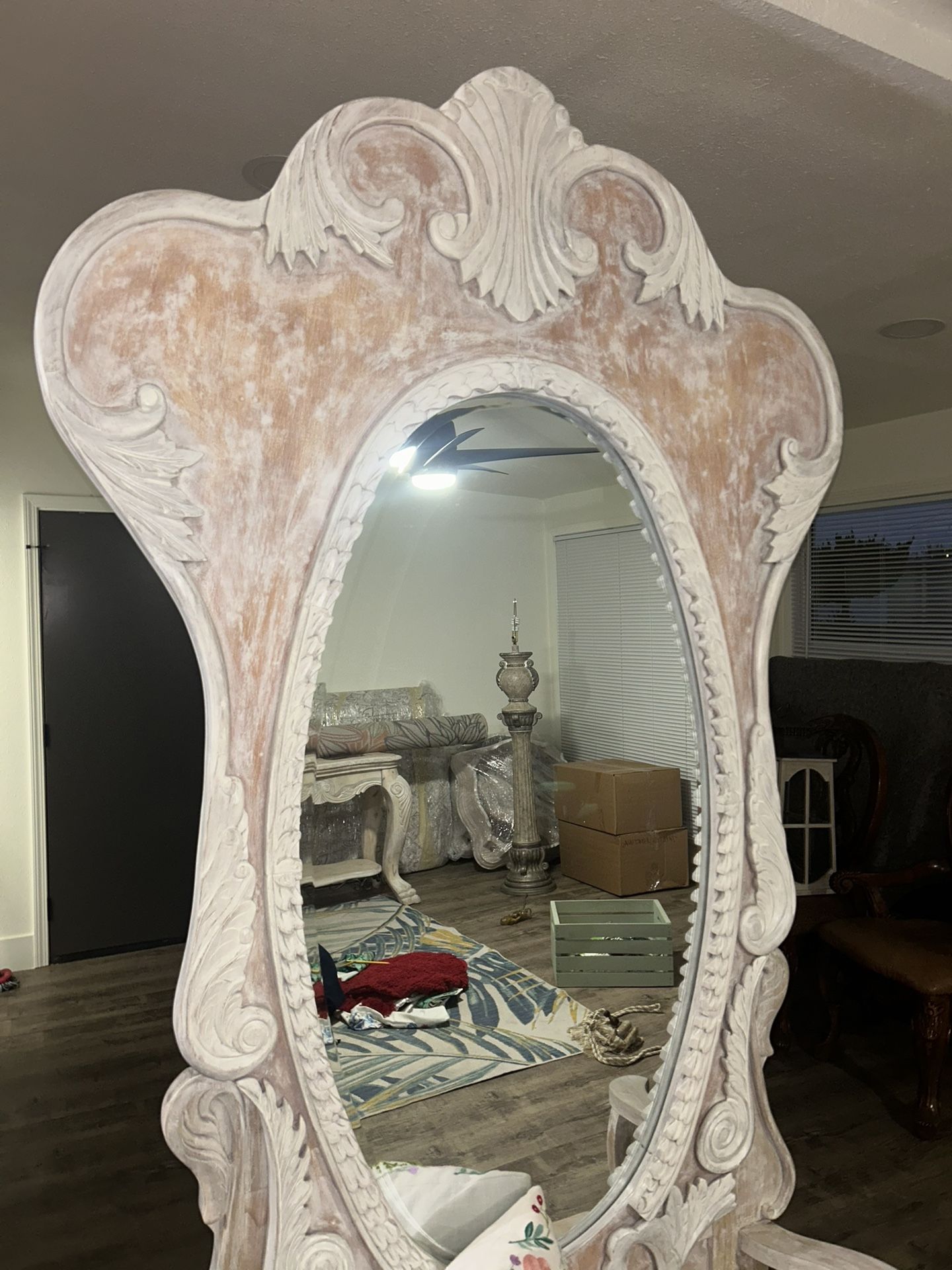 Bench with storage and mirror