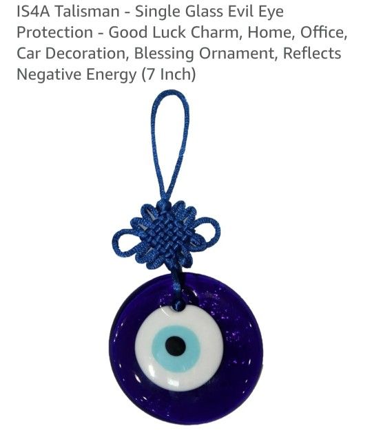 Glass Evil Eye Protection Amulet For Home, Office Or Car $10.00. Pick-up In Aurora.