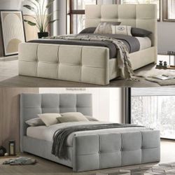 Brand New Light Gray Or Ivory Queen Size Bed Frame