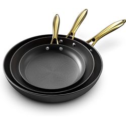 Non Stick Frying Pans, Nonstick Cast Iron Skillets 3 Pcs - 8 Inch, 10 Inch and 12 Inch Nonstick Frying Pan Set, Professional Frying Pans Set, Frying 