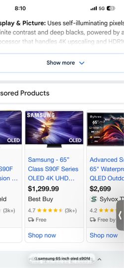 Samsung 65" class S90F series OLED 4K