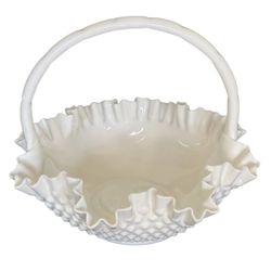 Vintage Fenton Milk Glass Basket