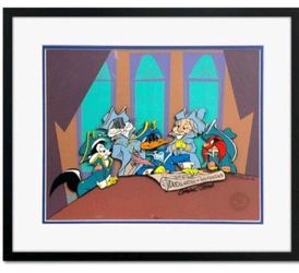 Chuck Jones HAND SIGNED Ducklaration Of Independence FRAMED Cel LOA Bugs Bunny
This rare and coveted piece of animation art is a hand-painted cel By W