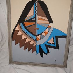 Vtg. Watercolor Medicine Woman painting