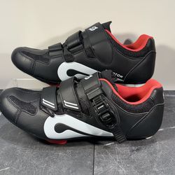 Peloton Cycling Shoes Mens EU 44 Black Red Spin Road Bike Clip In Shoes