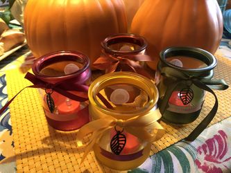 Autumn Glass jar tea lights
