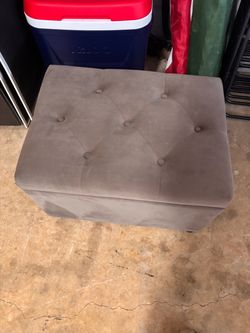 Gray Tufted Velvet Storage Ottoman