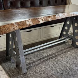 Custom Live Edge Dining Table – Steel Base – 80”
