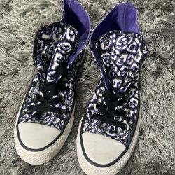 High Top Purple Cheetah Print Converse 