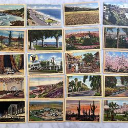 About 70 Vintage Postcards From California