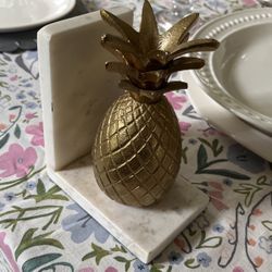 Brass And Marble PineApple Book End 