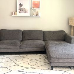 Grey Sectional Sofa Couch, Mid century Modern Living Spaces 