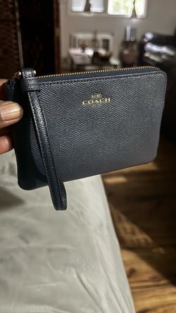 Coach Navy 45Leather Wristlet Wallet