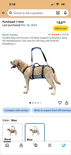 Large dog Dog Lift Harness, Full Body Support & Recovery Sling
