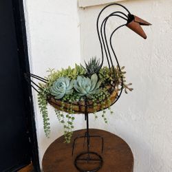Topiary Moss Succulent Plants Pelican Goose Duck Bird Mid Century Wire Copper Beck DYI Sculpture Minimal Project Flower Holder Centerpiece 