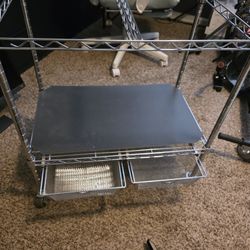 Metal Rolling File Cart On Wheels With Two Drawers