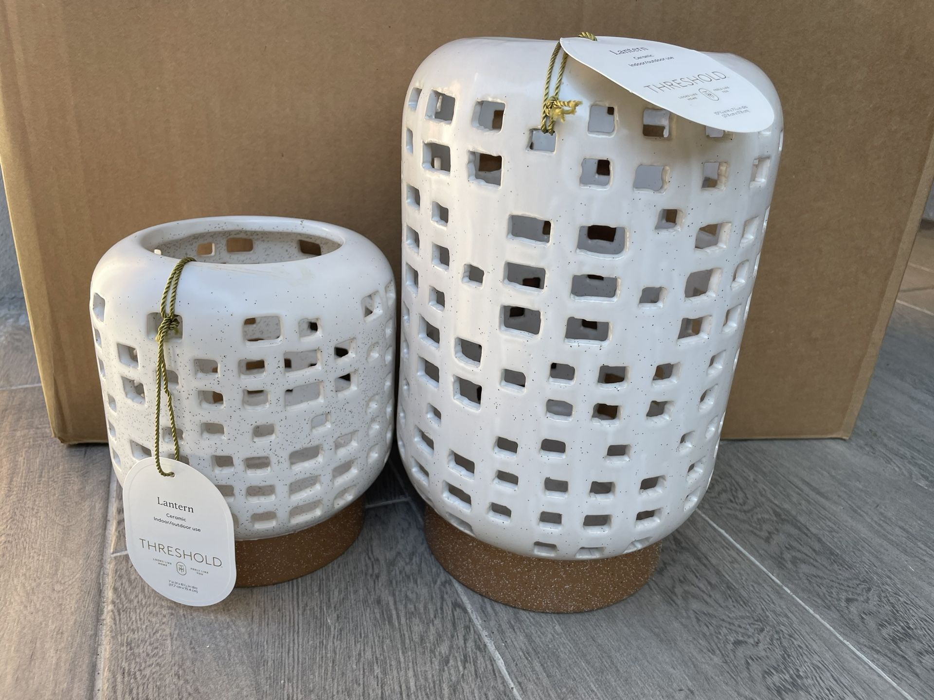 Pillar Ceramic Lantern Candle Holders from Threshold