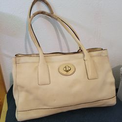 Vintage Coach Madeline Leather Beige/Yellow Hand/Shoulder Bag