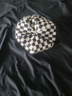 black and white checkered beret