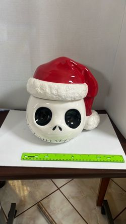 Jack Skellington Santa Hat Ceramic Cookie Jar