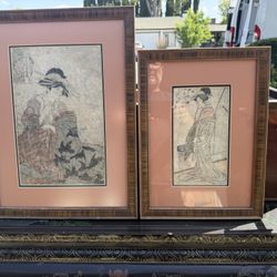 Japanese Vintage wood block Prints Two-Piece