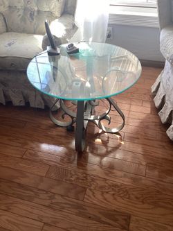 Small metal and glass table