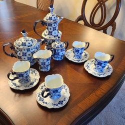 Beautiful Ceramic Blue and White Tea Set by Bombay - 15 Pieces