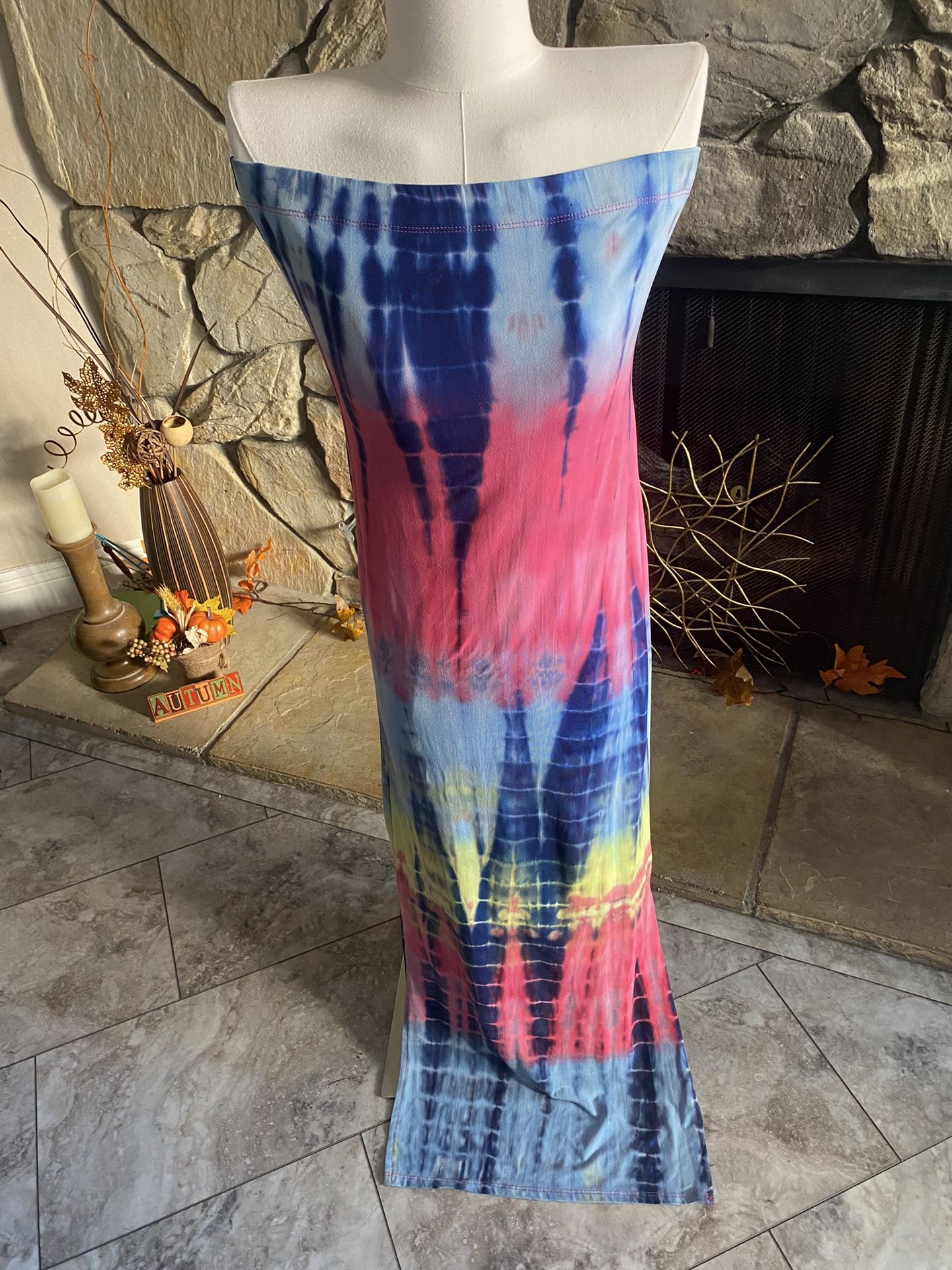 Funky Strapless Tie Dye Long Dress