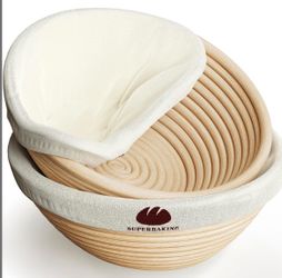 Superbaking Sourdough Banneton Bread Proofing Basket, 9" Round, Set Of 2