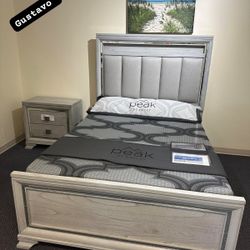 $10 Down Led Bedroom Set Queen/King Bed Dresser nightstand mirror Vail 