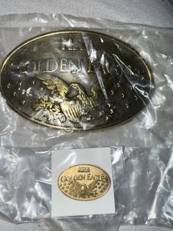 NRA Golden Eagles Belt Buckle & pin Made in USA