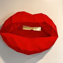 Giant Lips/gold Teeth Wall Art