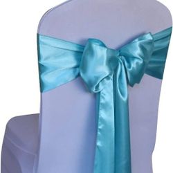 Tiffany Blue Satin Chair Sashes  50pk