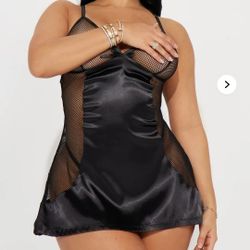 Fashion Nova Not Shy Anymore Fishnet Chemise - Black