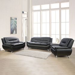 No credit needed same day delivery service available black sofa loveseat chair 3 PC special