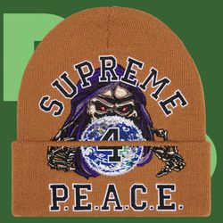 Supreme Peace Embroidered Beanie (Tan)