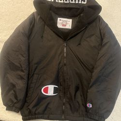 Supreme Champion Sherpa hooded, full zip up jacket size small men’s