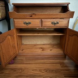 Wood Wet Bar/ Shelf Cabinet And Drawers