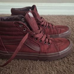 Burgundy Hi Top Vans 