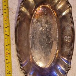 La Salle Hotel Oval Serving Tray 12in R Wallace 0721 Silver Soldered 