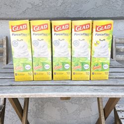 New Ten (10) x Glad 13 Gal. ForceFlex Tall Kitchen Drawstring Gain Original with Febreze Trash Bags (10-Count)