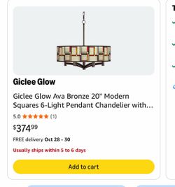 Giclee Glow Ava Bronze 6-Light Pendant Chandelier
