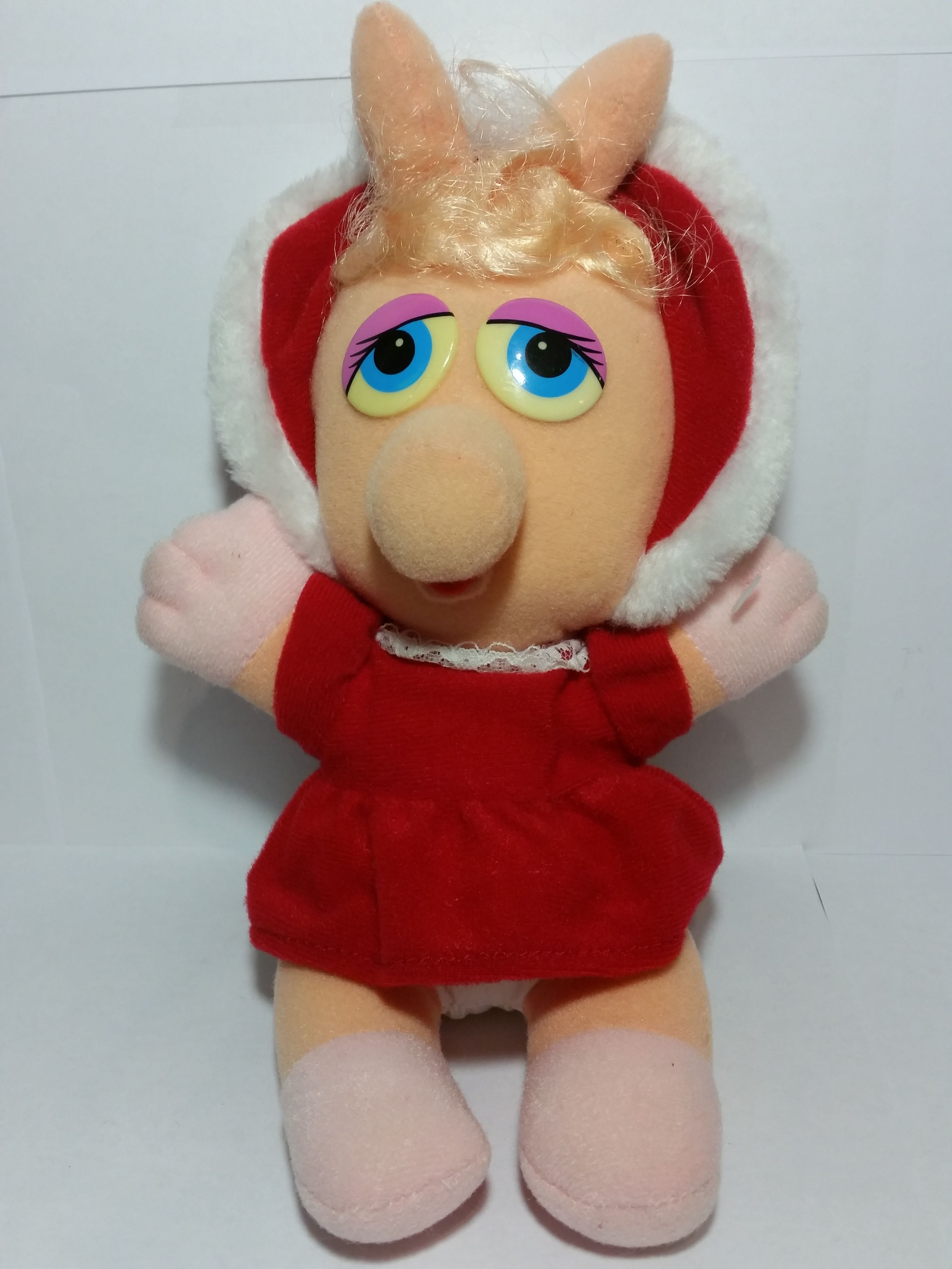 11" Baby Miss Piggy Doll Red Dress Stuffed Plush 1987 Muppets