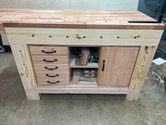 Solid Wood Workbench / Tool Cabinet with Drawers & Storage