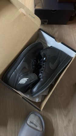 Air Jordan 1 Mid Black Leather Sneakers