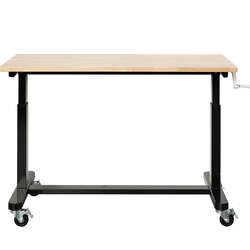 Workbench | 48” Adjustable Hardwood Work Tops | Premium, Standard, or Crank Handle | Rolling Work Station for Garage, Workshop, or Home | Heavy Duty (